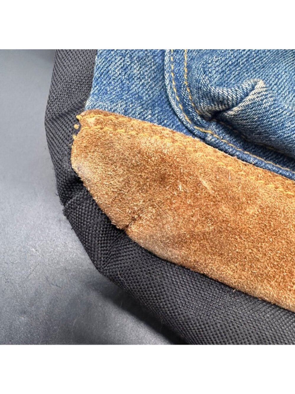 Vintage Arizona Jean Backpack 1990s Denim Suede Taiwan Retro Blue Black Brown - Picture 9 of 15